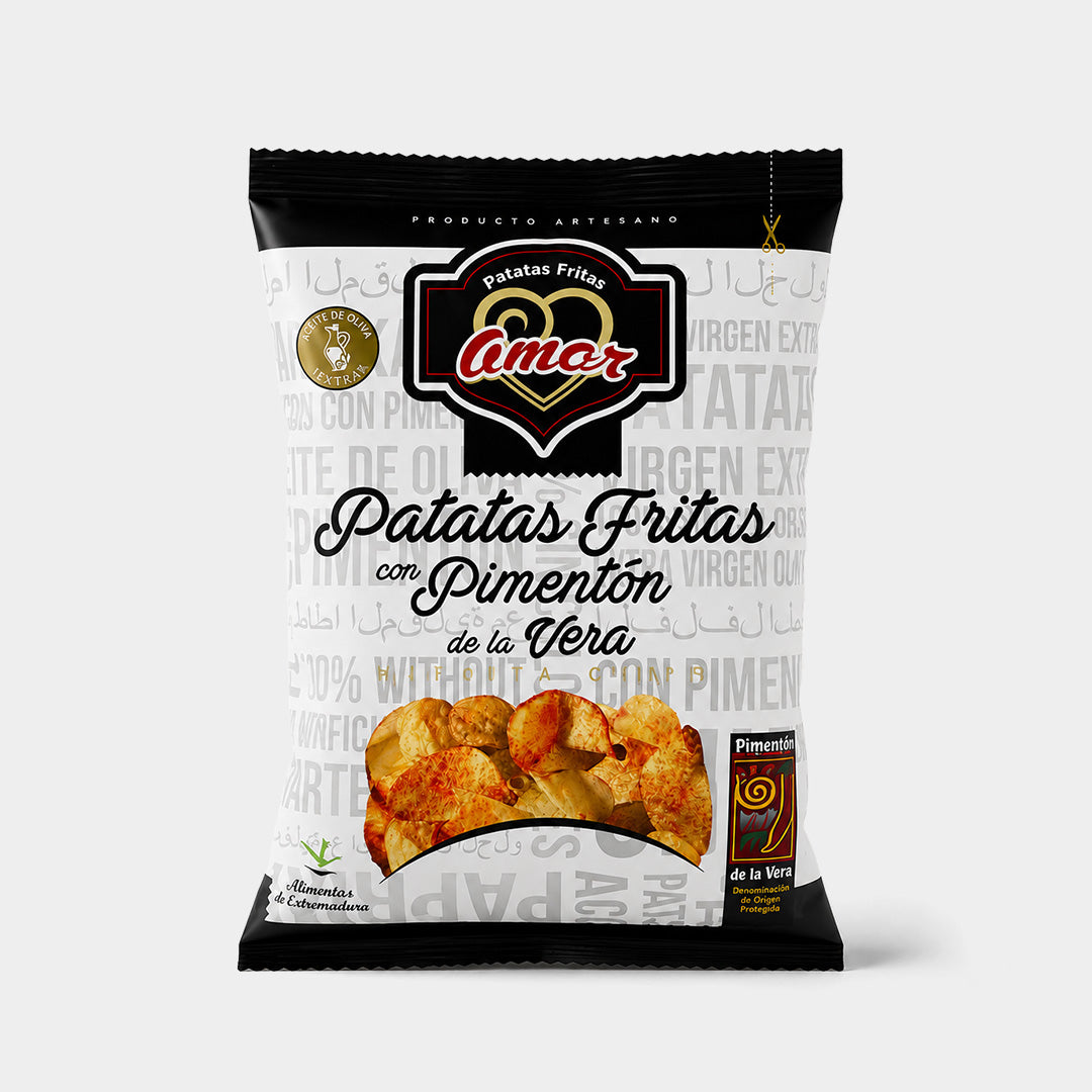 Bolsa de patatas fritas con pimentón 100 g "Amor"