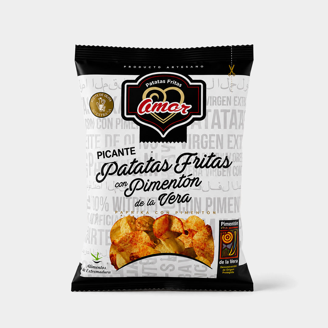 Bolsa de patatas fritas con pimentón 100 g "Amor"