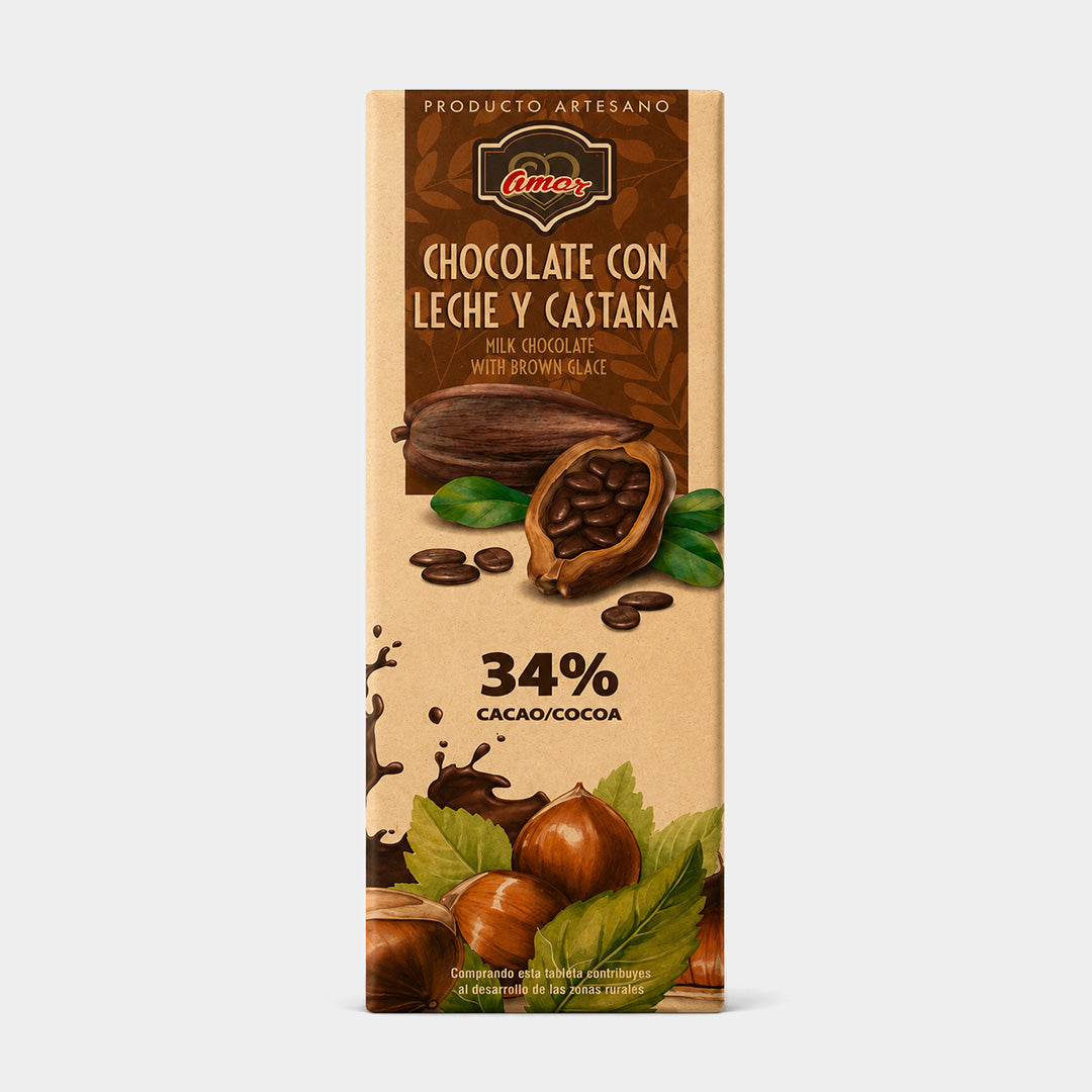 Tableta de chocolate con leche y castaña 250 g "Amor"