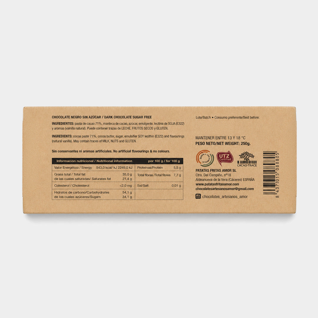 Tableta de chocolate negro 71% 250 g "Amor"