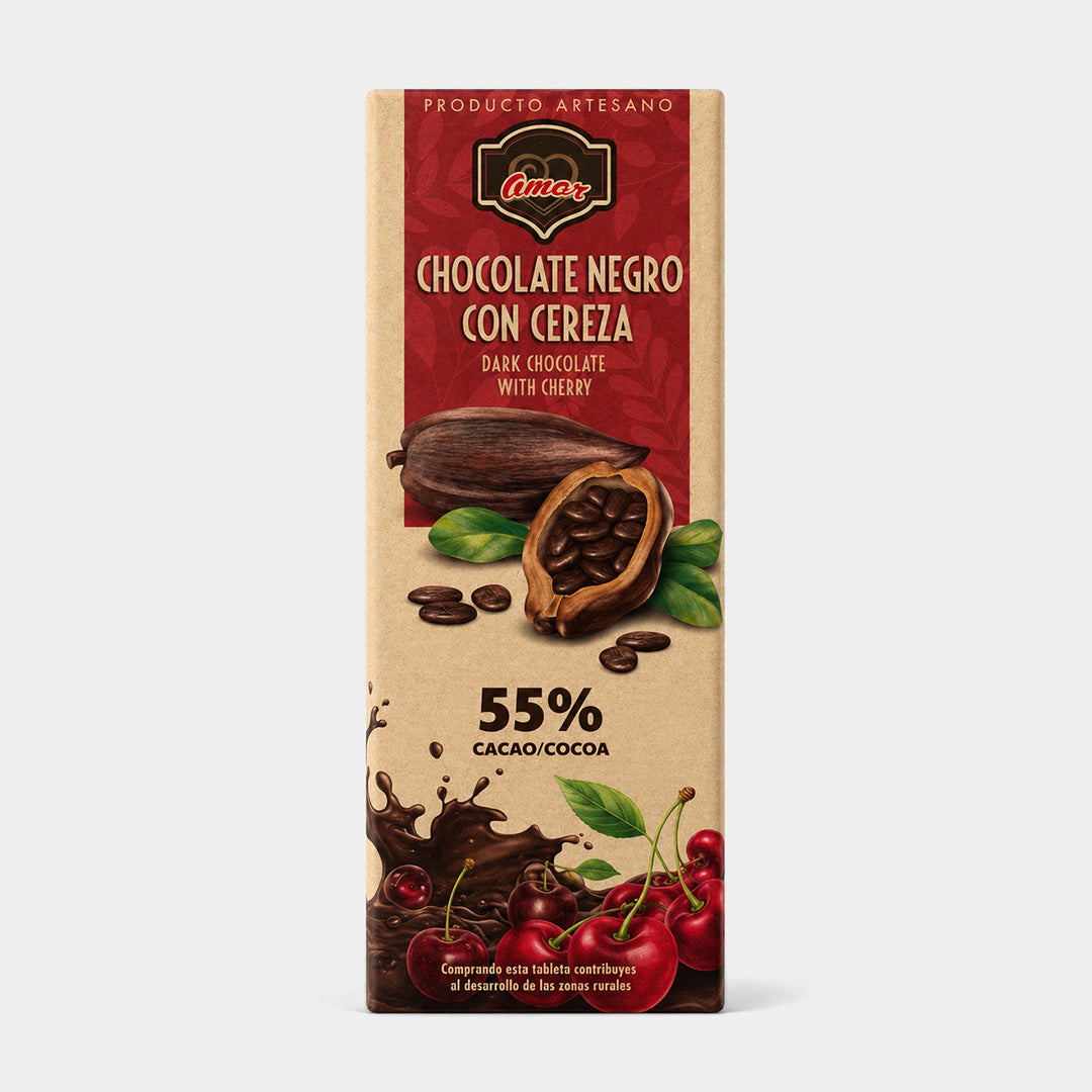 Tableta de chocolate negro con cereza 250 g "Amor"