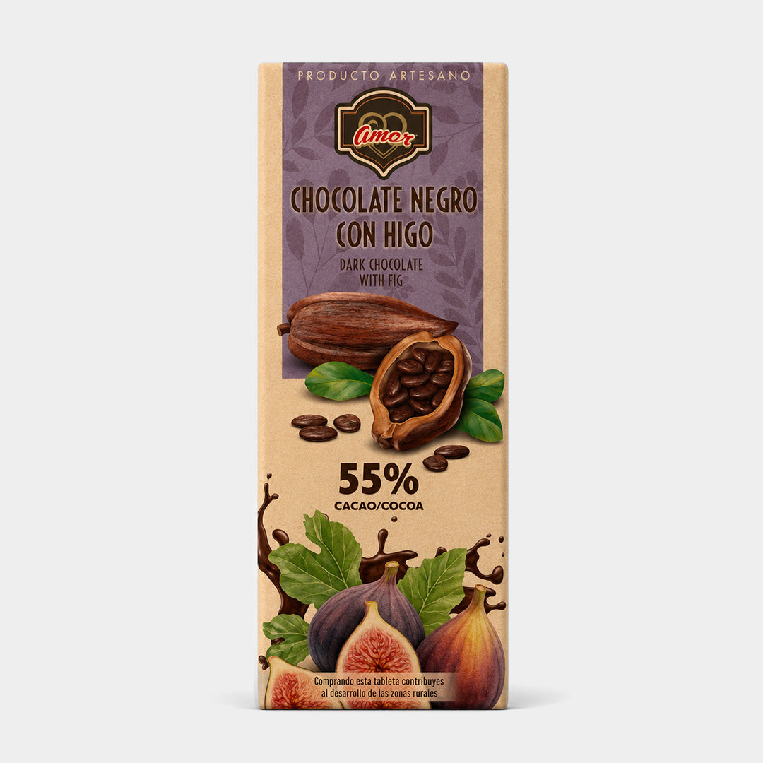 Tableta de chocolate negro con higo 250 g "Amor"