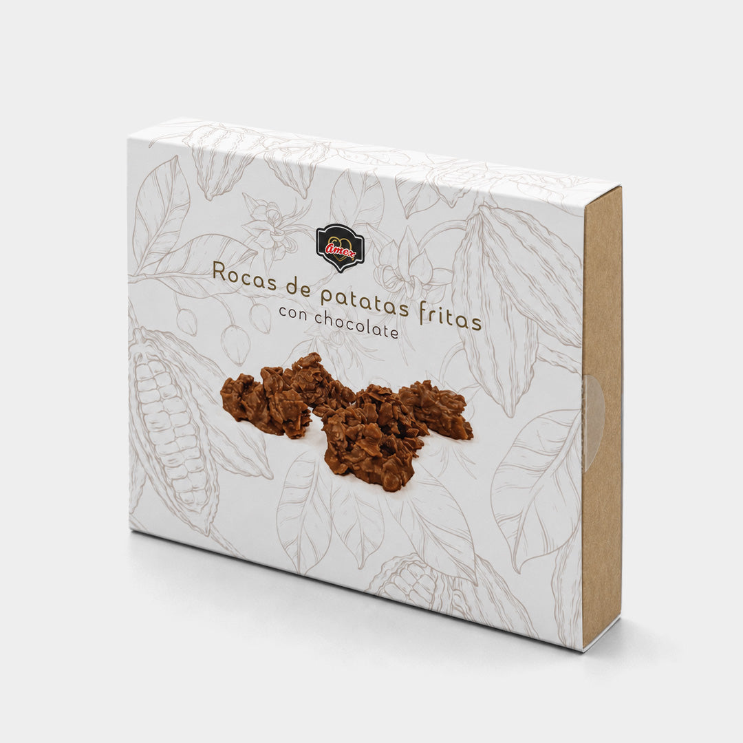 Caja de rocas de patatas fritas con chocolate (16 uds) "Amor"