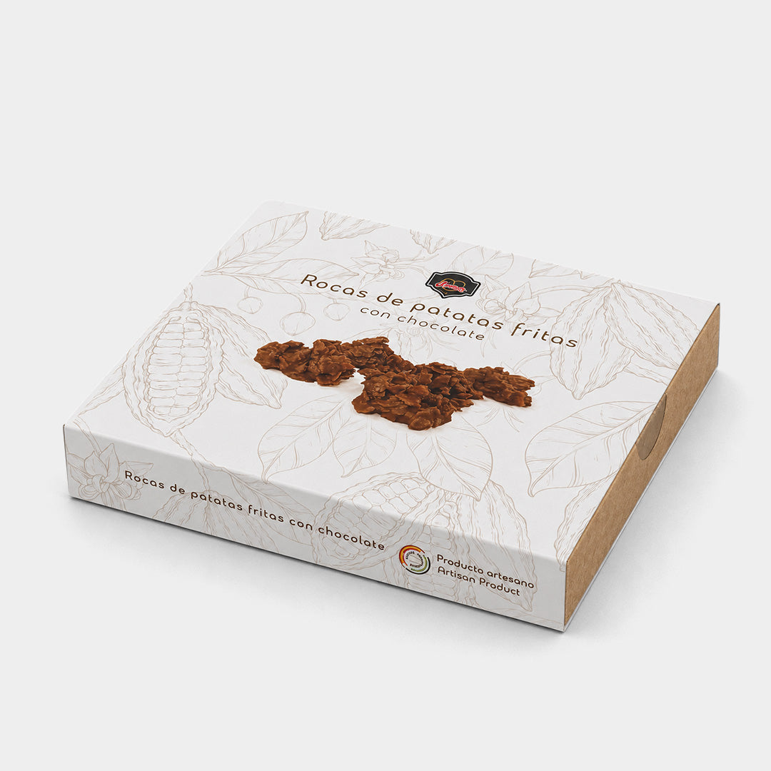 Caja de rocas de patatas fritas con chocolate (16 uds) "Amor"