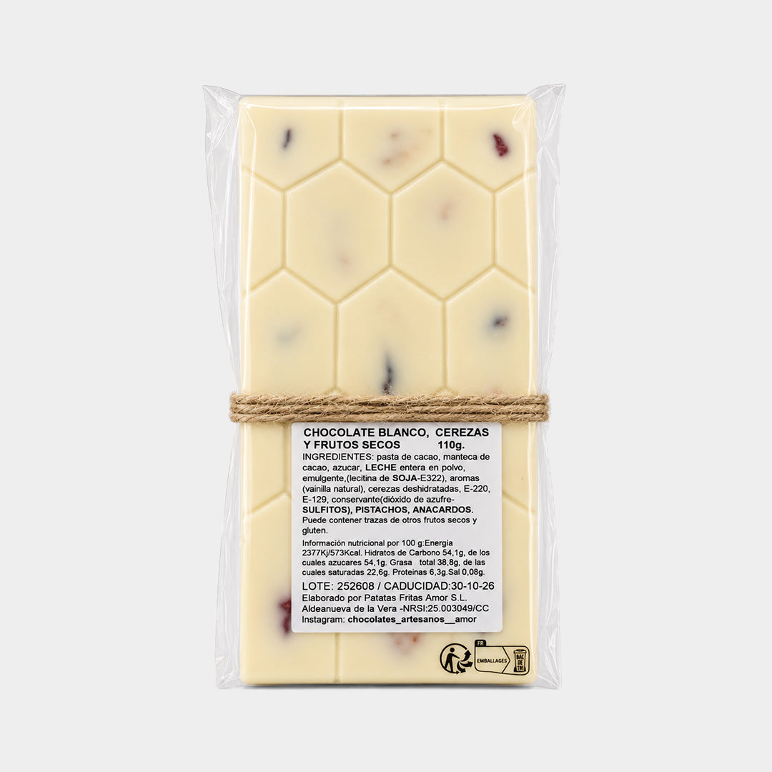 Tableta de chocolate blanco y cereza 110 g "Amor"