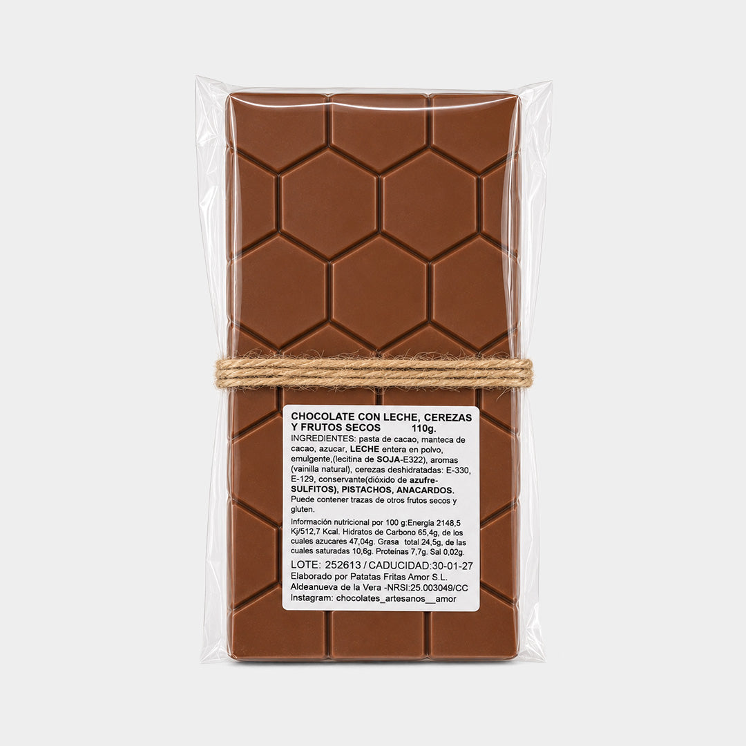 Tableta de chocolate con leche y cereza 110 g "Amor"