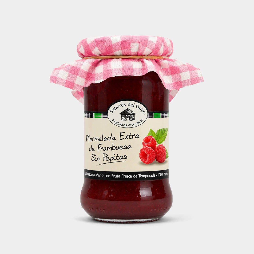 Tarro de mermelada de frambuesa sin pepitas 400 g "Sabores del Guijo"