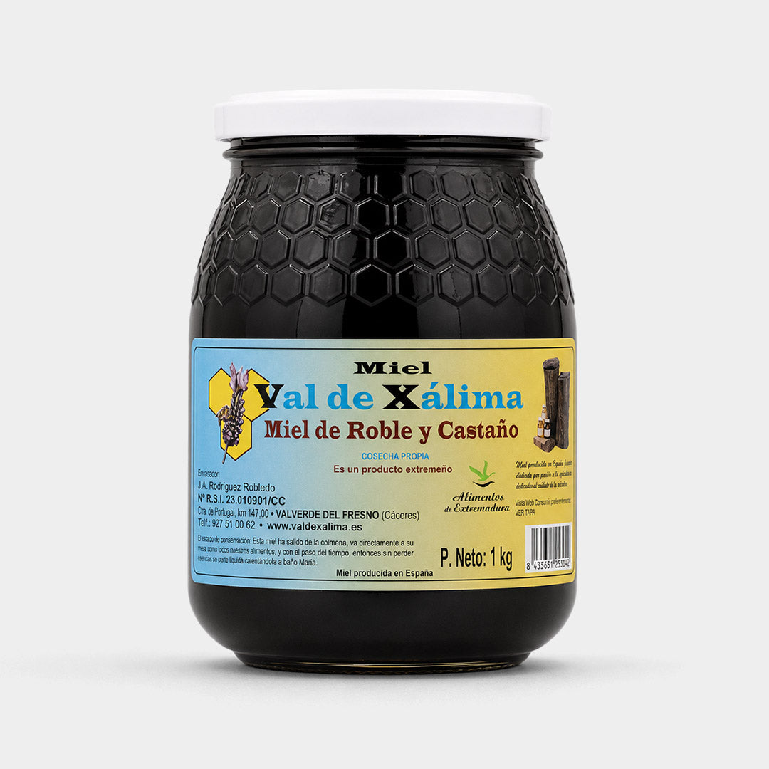 Tarro miel de roble y castaño 1 Kg "Val de Xalima"